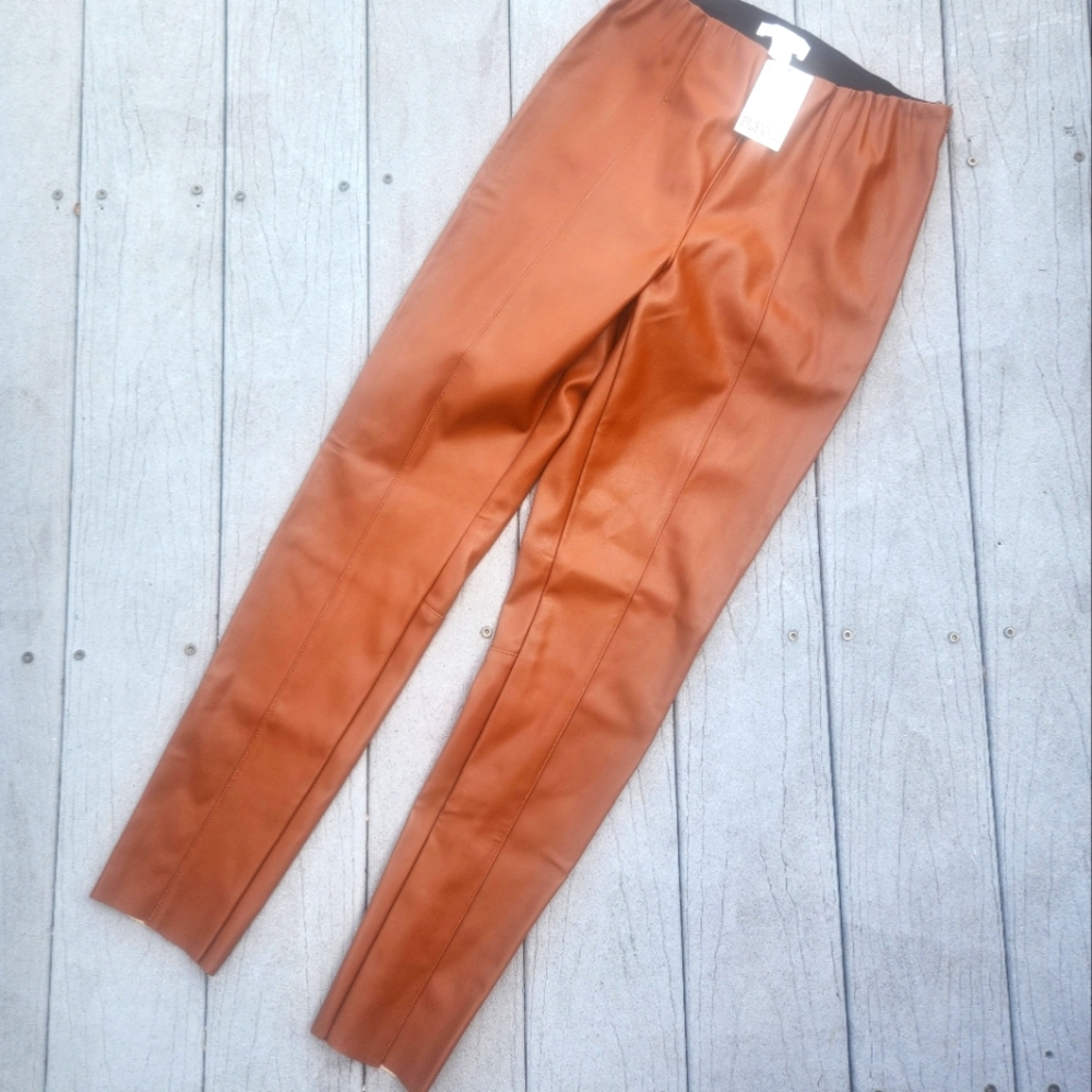 H&M Caramel Colored Faux Leather Pants